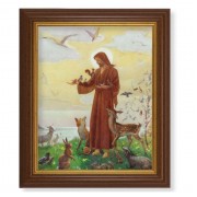 10 1/2" x 12 1/2" Walnut Finish Beveled Frame with 8" x 10" Saint Francis Textured Art