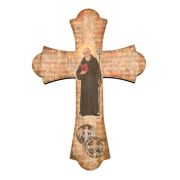 Saint Benedict 12" Laser Cut Wood Vintage Cross