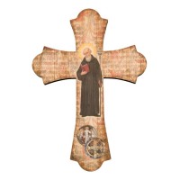 Saint Benedict 12" Laser Cut Wood Vintage Cross
