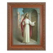 8.25" x 10.25" Ornate Wood Frame with a 6" x 8" Christ Knocking Print