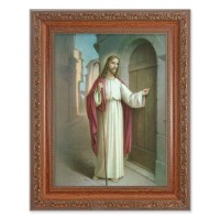 8.25" x 10.25" Ornate Wood Frame with a 6" x 8" Christ Knocking Print