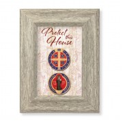6 1/2" x 8 1/2" Grey Weathered Frame with Saint Benedict - Home Blessing Artwork on Wood Plaque