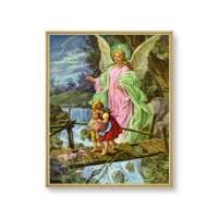 11" x 14" Gold Plaque Frame with a Guardian Angel Print