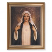 13 1/2" x 16 9/16" Gold Leaf Antique Finished Frame with 11" x 14" Chambers: Immaculate Heart of Mary Textured Art