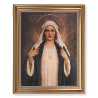 13 1/2" x 16 9/16" Gold Leaf Antique Finished Frame with 11" x 14" Chambers: Immaculate Heart of Mary Textured Art