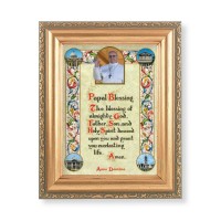 5.5" x 7" Antique Gold Frame with a Pope Francis Blessings Print