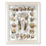 9 1/2" x 11 1/2" White Pearlescent Frame with an 8" x 10" Mysteries of the Rosary Print