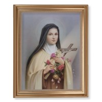 13 1/2" x 16 9/16" Gold Leaf Antique Finished Frame with 11" x 14" Saint Therese Textured Art
