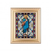 10 1/4" x 12 1/4" Satin Gold Frame with an 8" X 10" Good Shepherd Liturgical Glass Art