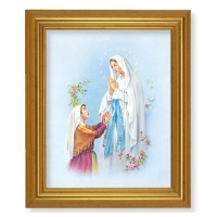 10" x 12" Gold Leaf Finish Beveled Frame with 8" x 10" Our Lady of Lourdes Textured Art