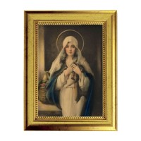 6 3/4" X 8 3/4" Gold Leaf Finish Frame with 5" X 7" Madonna of the Sacred Coat Textured Art