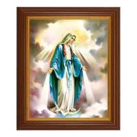 10 1/2" x 12 1/2" Walnut Finish Beveled Frame with 8" x 10" Our Lady of Grace Textured Art