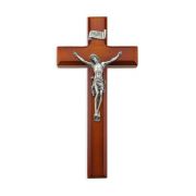 10" Two Tone Wood Cross with a Fine Pewter Corpus