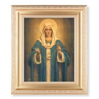 10 1/4" x 12 1/4" Satin Gold Frame with an 8" x 10" Madonna of the Rosary Print