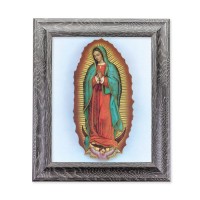 10 1/2" x 12 1/2" Grey Oak Finish Frame with an 8" x 10" Our Lady of Guadalupe Print