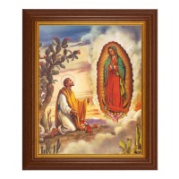10 1/2" x 12 1/2" Walnut Finish Beveled Frame with 8" x 10" Our Lady of Guadalupe and Juan Diego Textured Art 10 1/2" x 12 1/2" Walnut Finish Beveled Frame with 8" x 10" Our Lady of Guadalupe and Juan Diego Textured Art