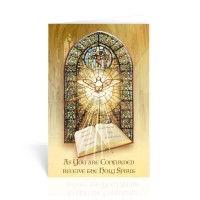 10pk - Holy Spirit Confirmation Greeting Card with a Stained Glass Background  Sold in inc of 10