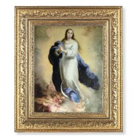 12 1/2" x 14 1/2" Ornate Gold Leaf Antique Frame with 8" x 10" Immaculate Conception Print 12 1/2" x 14 1/2" Ornate Gold Leaf Antique Frame with 8" x 10" Immaculate Conception Print