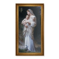 24" x 44" Antique Gold Leaf Beveled Frame with Carved Rope Trim -Divine Innocence Canvas Artwork