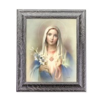 10 1/2" x 12 1/2" Grey Oak Finish Frame with an 8" x 10" Immaculate Heart of Mary Print