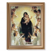 13 1/2" x 16 9/16" Gold Leaf Antique Finished Frame with 11" x 14" Queen of Angels Textured Art
