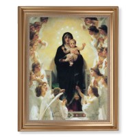 13 1/2" x 16 9/16" Gold Leaf Antique Finished Frame with 11" x 14" Queen of Angels Textured Art