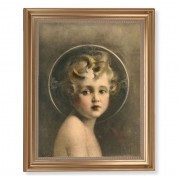 13 1/2" x 16 9/16" Gold Leaf Antique Finished Frame with 11" x 14" Chambers: Light of the World Textured Art