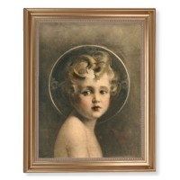 13 1/2" x 16 9/16" Gold Leaf Antique Finished Frame with 11" x 14" Chambers: Light of the World Textured Art