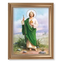 13 1/2" x 16 9/16" Gold Leaf Antique Finished Frame with 11" x 14" Saint Jude Textured Art