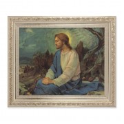 10" x 12" Ornate Silver Frame with a Meditation in the Garden Print