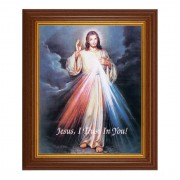10 1/2" x 12 1/2" Walnut Finish Beveled Frame with 8" x 10" Divine Mercy Textured Art 10 1/2" x 12 1/2" Walnut Finish Beveled Frame with 8" x 10" Divine Mercy Textured Art