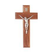 8" Walnut Crucifix with Antiqued Fine Pewter Corpus