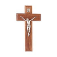 8" Walnut Crucifix with Antiqued Fine Pewter Corpus 8" Walnut Crucifix with Antiqued Fine Pewter Corpus