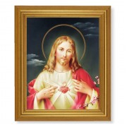 10" x 12" Gold Leaf Finish Beveled Frame with 8" x 10" Sacred Heart of Jesus Textured Art