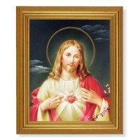 10" x 12" Gold Leaf Finish Beveled Frame with 8" x 10" Sacred Heart of Jesus Textured Art