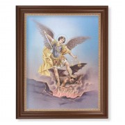 13 1/2" x 16 9/16" Walnut Finished Frame with 11" x 14" Saint Michael Textured Art