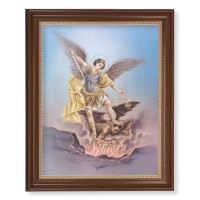 13 1/2" x 16 9/16" Walnut Finished Frame with 11" x 14" Saint Michael Textured Art