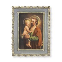 5 1/2" x 7 1/2" Rosebud Frame with Chambers: Saint Joseph and Jesus Print