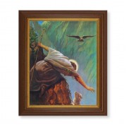 10 1/2" x 12 1/2" Walnut Finish Beveled Frame with 8" x 10" The Lost Sheep Textured Art