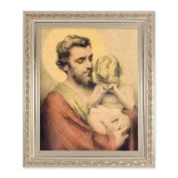 10" x 12" Ornate Silver Frame with a Chambers: St. Joseph with Crying Jesus Print