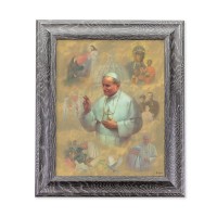 10 1/2" x 12 1/2" Grey Oak Finish Frame with an 8" x 10" St. Pope John Paul II Print
