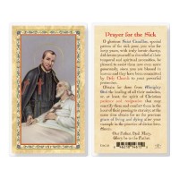 25pk - Prayer for the Sick - Saint Camillus Gold Stamped Laminated Holy Card  Pk 25