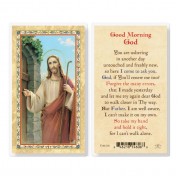 25pk - Good Morning - Christ Knocking  Gold Stamped Laminated Holy Card  Pk 25
