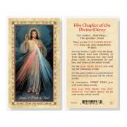 25pk - Chaplet Of The Divine Mercy  Gold Stamped Laminated Holy Card  Pk 25