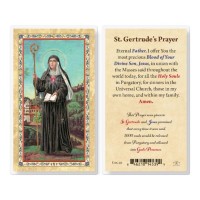 25pk - Saint Gertrude  Gold Stamped Laminated Holy Card  Pk 25