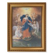 15 1/2" x 19 1/2" Antique Gold Leaf Beveled Frame with Bead Inlay and 12" x 16" Our Lady Untier of Knots Canvas Artwork