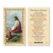 25pk - Power Of Prayer Christ In Garden  Gold Stamped Laminated Holy Card  Pk 25