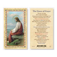 25pk - Power Of Prayer Christ In Garden  Gold Stamped Laminated Holy Card  Pk 25