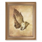 13 1/2" x 16 9/16" Gold Leaf Antique Finished Frame with 11" x 14" Praying Hands Textured Art