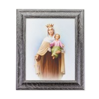 10 1/2" x 12 1/2" Grey Oak Finish Frame with an 8" x 10" Our Lady of Mount Carmel Print